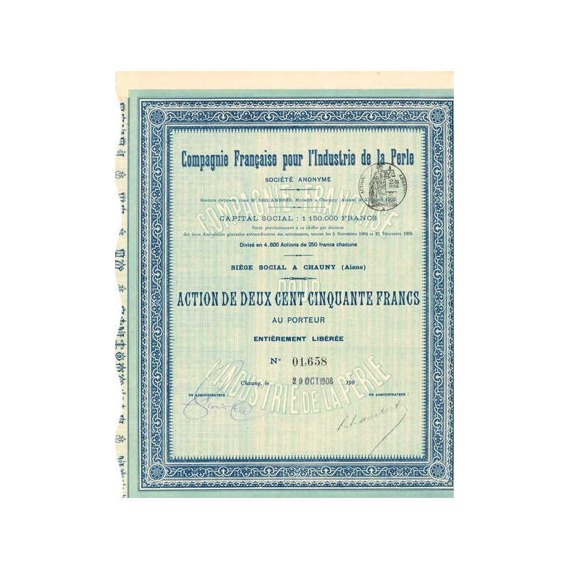 Cie Française pour l'Industrie de la Perle (Act 250 F)