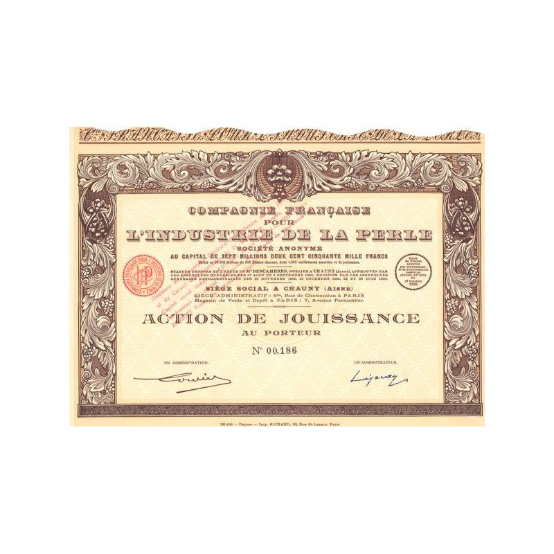 Cie Française pour l'Industrie de la Perle (Act Jouissance)