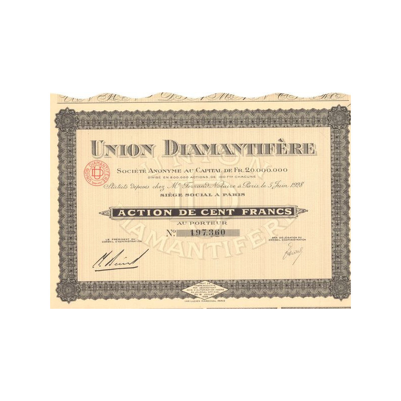 Union Diamantifère (Act 100 F)