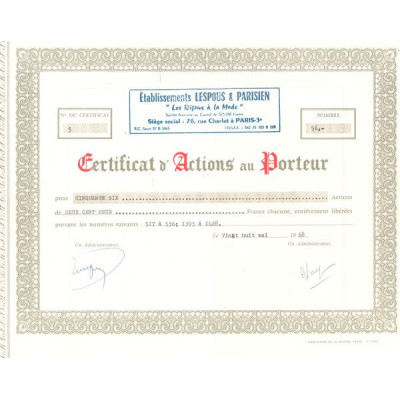 Ets Lespous & Parisien "Les Bijoux à la Mode" (Titre 56 Act 200 F)