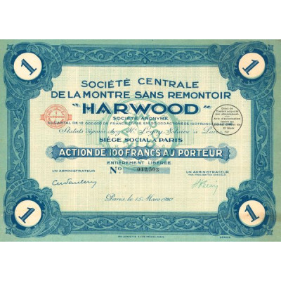 Sté Centrale de la Montre Sans Remontoir "Harwood" (Act 100 F)