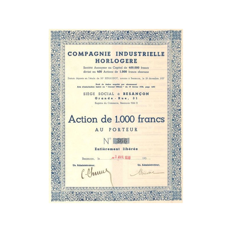 Cie Industrielle Horlogere (Act 1000 F)