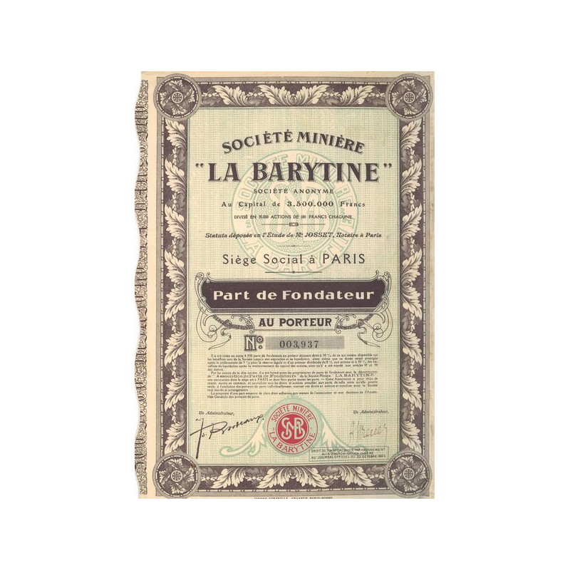 Société Minière "La Barytine" (PF)