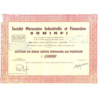 Sté Marocaine Industrielle et Financière SOMINFI (Act 200 Dirhams)