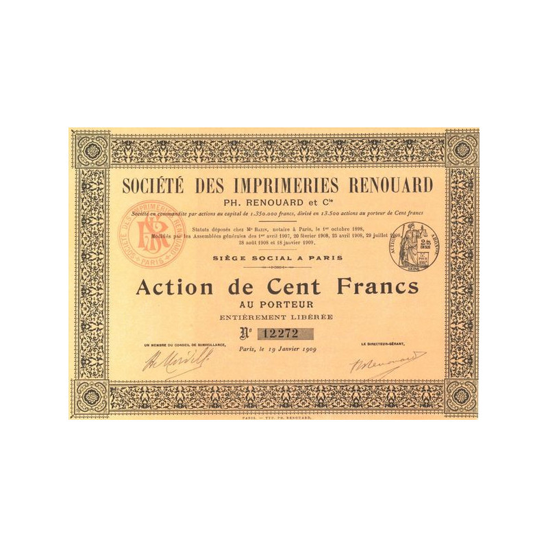 Sté des Imprimeries Renouard - Ph. Renouard et Cie (Act 100 F)