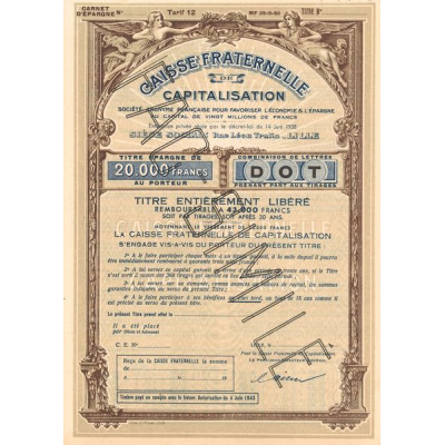 Caisse Fraternelle de Capitalisation - S.A. Française pour Favoriser l'Economie & l'Epargne (Titre 020 000 F) (Fac Similé)