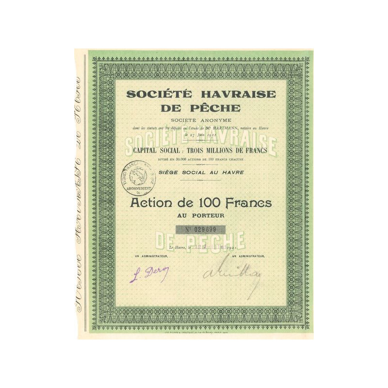 Sté Havraise de Pêche (Act 100 F)