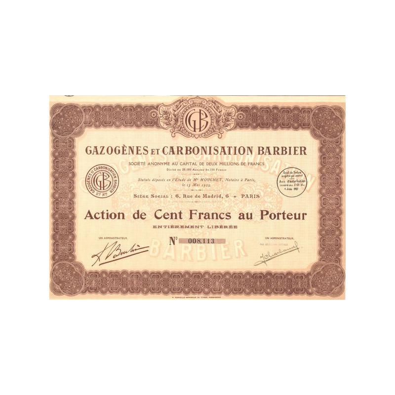 Gazogènes et Carbonisation Barbier (Act 100 F)