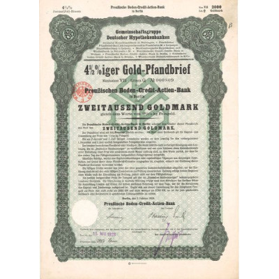 4 1/2 % Gold-Pfandbrief Emission XVI der Norddeurschen Grund-Credit-Bank in Berlin 2000 GoldMark