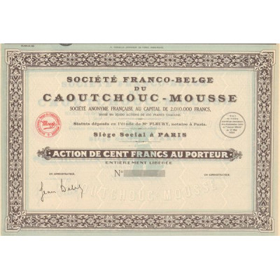 Sté Franco-Belge du Caoutchouc-Mousse (Act 100 F) (Blanquette)