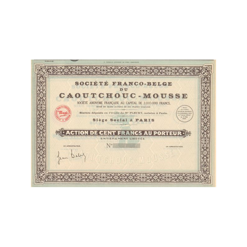 Sté Franco-Belge du Caoutchouc-Mousse (Act 100 F) (Blanquette)