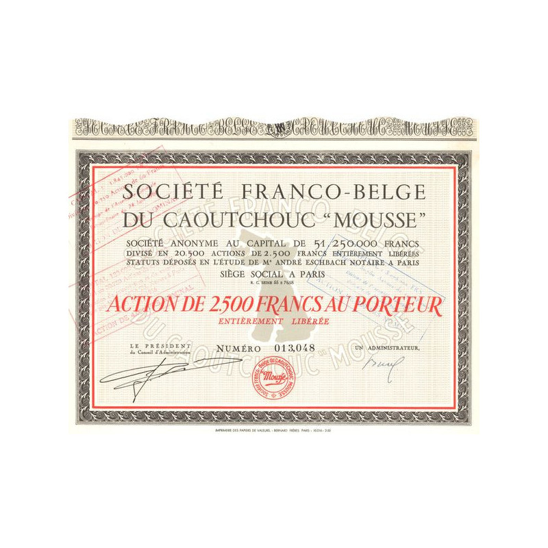 Sté Franco-Belge du Caoutchouc "Mousse" (Act 2500 F)