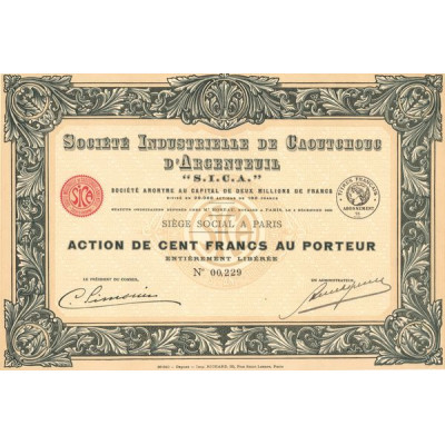 Sté Industrielle de Caoutchouc d'Argenteuil "S.I.C.A." (Act 100 F)