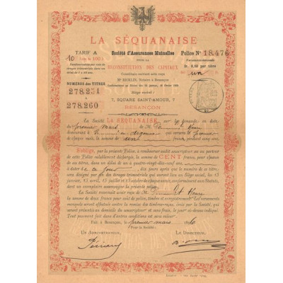 La Séquanaise Sté d'Assurances Mutuelles pour la Reconstitution des Capitaux (Act 100 F)