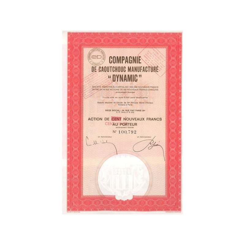 Cie de Caoutchouc Manufacturé "Dynamic" (Act 100 NF)