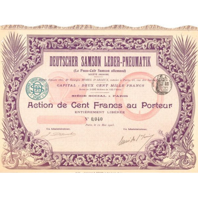 Deutscher Samson Leder-Pneumatik (Le Pneu-Cuir Samson allemand) (Act 100 F)