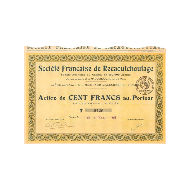 Sté Française de Recaoutchoutage (Act 100 F)