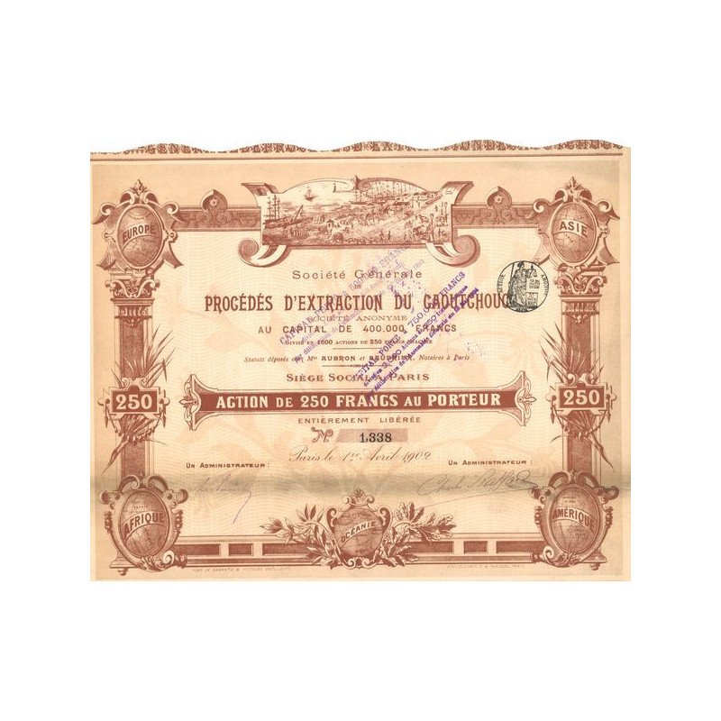 Sté Gale de Procédés d'Extraction du Caoutchouc (Act 250 F)