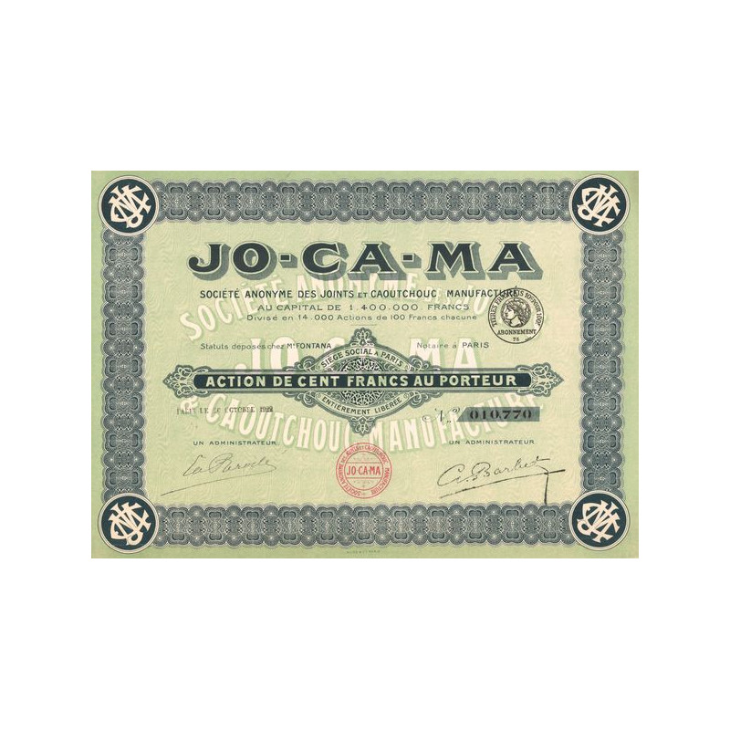 JO-CA-MA - S.A. des Joints et Caoutchouc Manufacturé (Act 100 F)