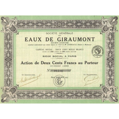 Sté Générale des Eaux de Giraumont (Act 200 F)