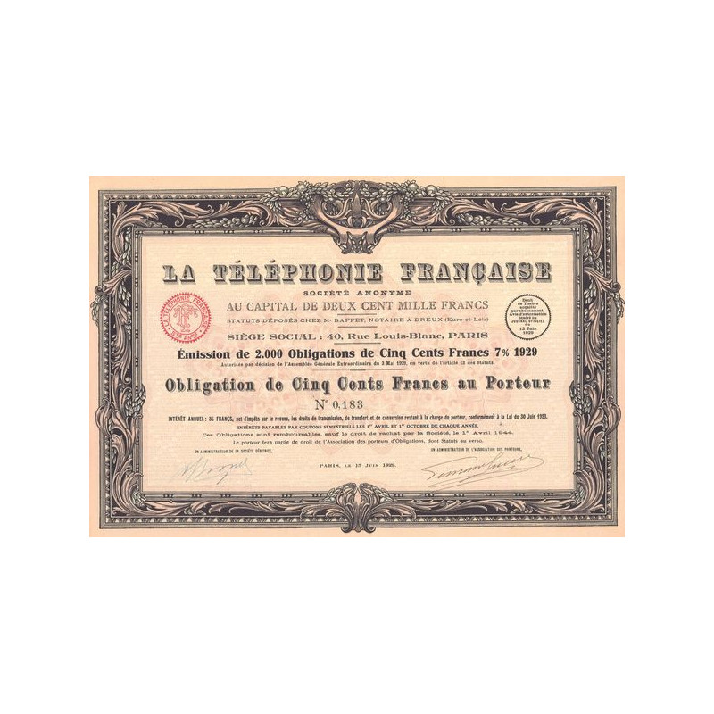 La Téléphonie Française (Obl 500 F)