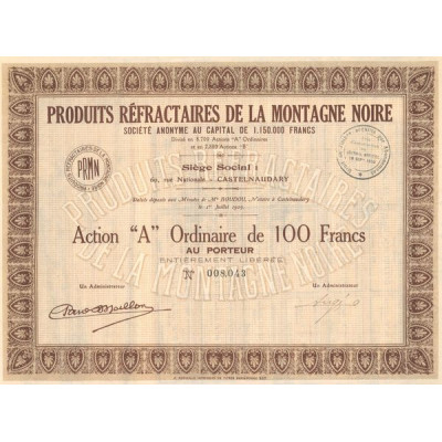 Prduits Réfractaires de la Montagne Noire (Act "A" Ordi 100 F)