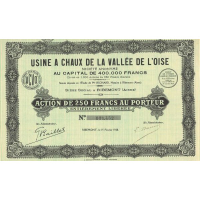 Usine à Chaux de la Vallée de l'Oise (Act 250 F)