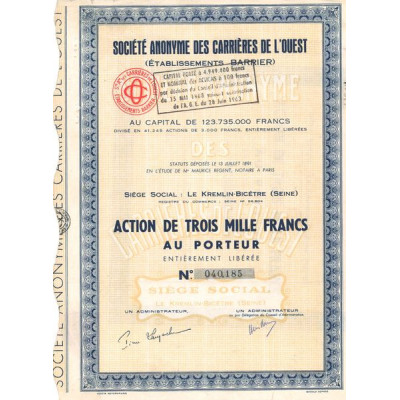 S.A. des Carrières de l'Ouest (Ets BARRIER) (Act 3000 F)