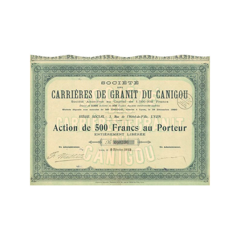 Sté des Carrières de Granit du Canigou (Act 500 F)