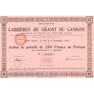 Sté des Carrières de Granit du Canigou (Act Prior 250 F)