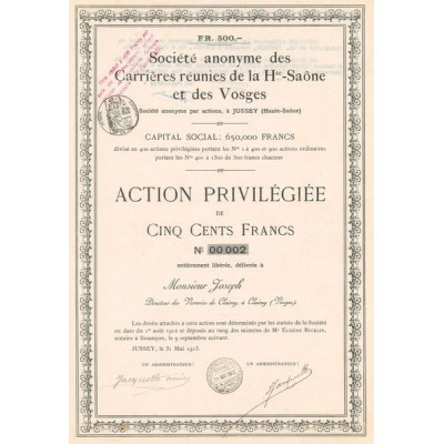 S.A. des Carrières Réunies de la Hte-Saône et des Vosges (Act 500 F)