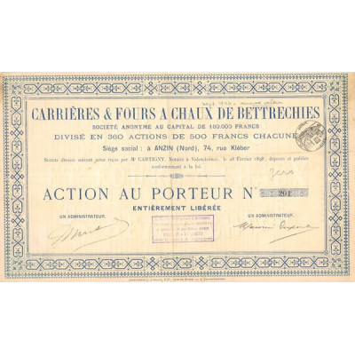 Carrières & Fours à Chaux de Bettrechies (Act 500 F)