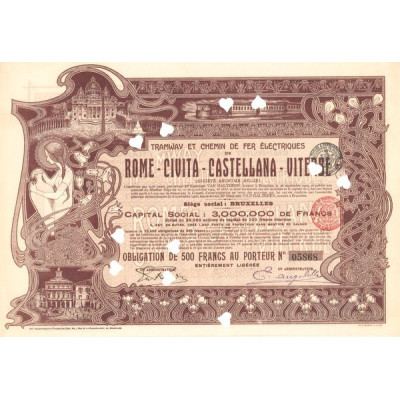 Tramway et Chemin de Fer Electriques de Rome - Civita - Castellana - Viterbe (Obl 500 F)