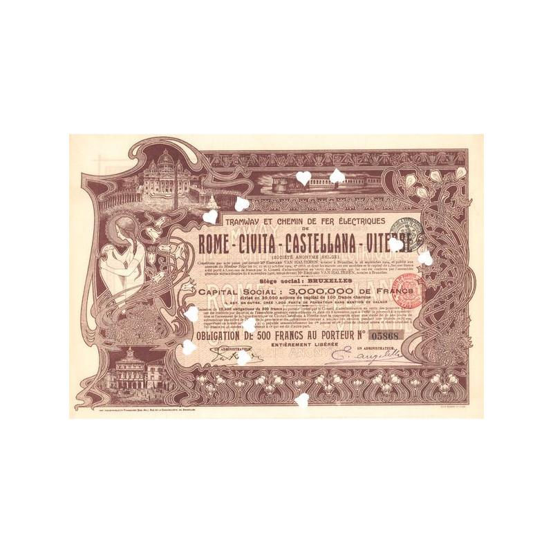 Tramway et Chemin de Fer Electriques de Rome - Civita - Castellana - Viterbe (Obl 500 F)