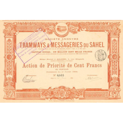 S.A. des Tramways & Messageries du Sahel (Act Priorité 100 F)