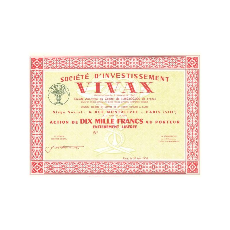 Sté d'Invertissement Vivax (Blanquette) (Act 10000 F)