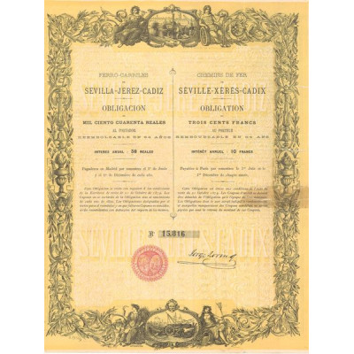 Chemins de Fer de Séville-Xérès-Cadix (Obl 300 F)