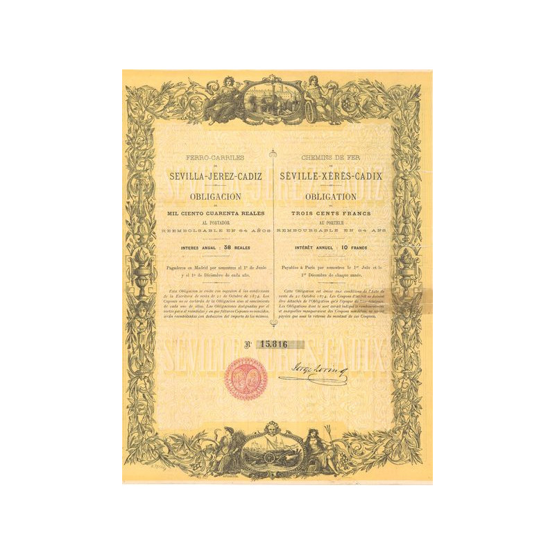 Chemins de Fer de Séville-Xérès-Cadix (Obl 300 F)