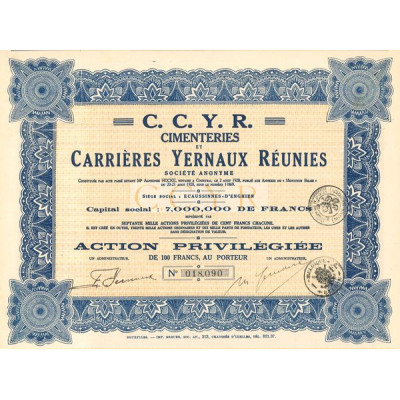 C. C. Y. R. Cimenteries et Carrières Yernaux Réunies (Act P 100 F)