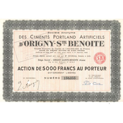 S.A. des Ciments Portland Artificiels d'Origny-Ste Benoite (Act 5000 F)