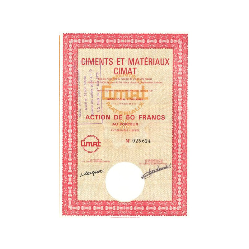 Ciments et Matériaux Cimat (Act 50 F)