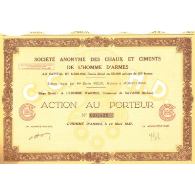 S.A. des Chaux et Ciments de l'Homme d'Armes (Act 100 F)