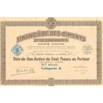 Financière des Ciments et de l'Industrie (Titre 01 Act 100 F)