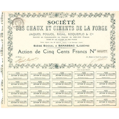 Sté des Chaux et Ciments de la Forge (Act 500 F)