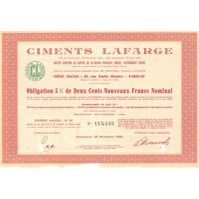 Ciments Lafarge (Obl 5% 200 NF Nomin)