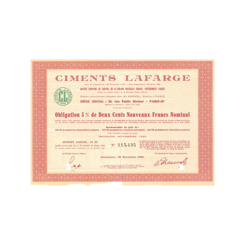 Ciments Lafarge (Obl 5% 200 NF Nomin)