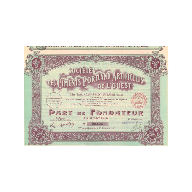 Sté des Ciments Portland Artificiels de l'Ouest (PF)