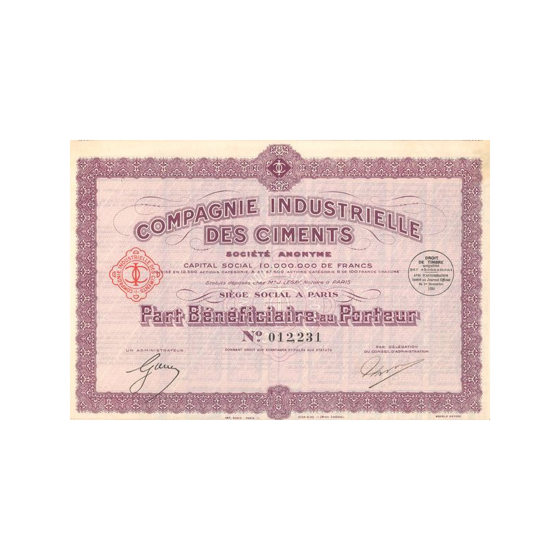 Cie Industrielle des Ciments (PB)