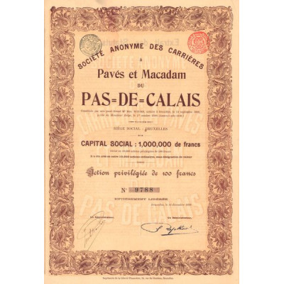 S.A. des Carrières à Pavés et Macadam du Pas-de-Calais (Act Privil 100 F)