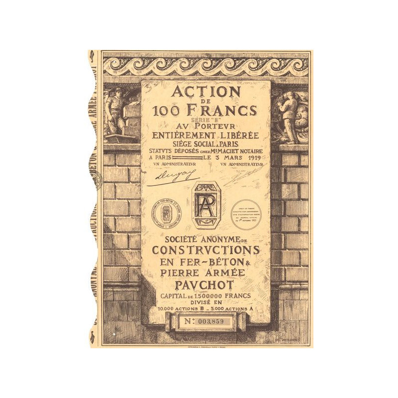 S.A. de Constructions en Fer - Béton & Pierre Armée Pavchot (Act 100 F)